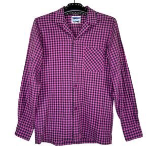 Creeks Pink Black Plaid Button Down Collared Shirt Small